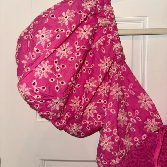 Floral Pink Puff Sleeve Dress - Picture 5 of 9